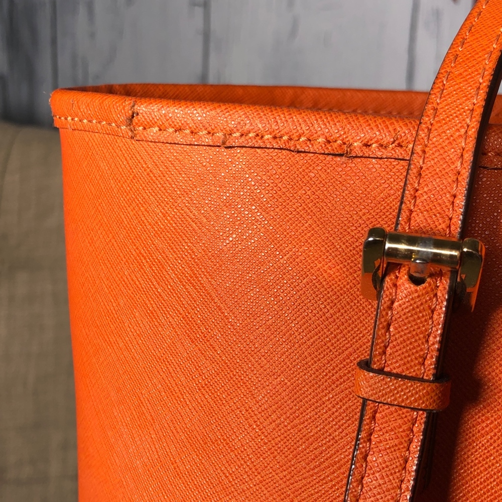 MICHAEL Michael Kors Orange Saffiano Leather Tote - Picture 8 of 8